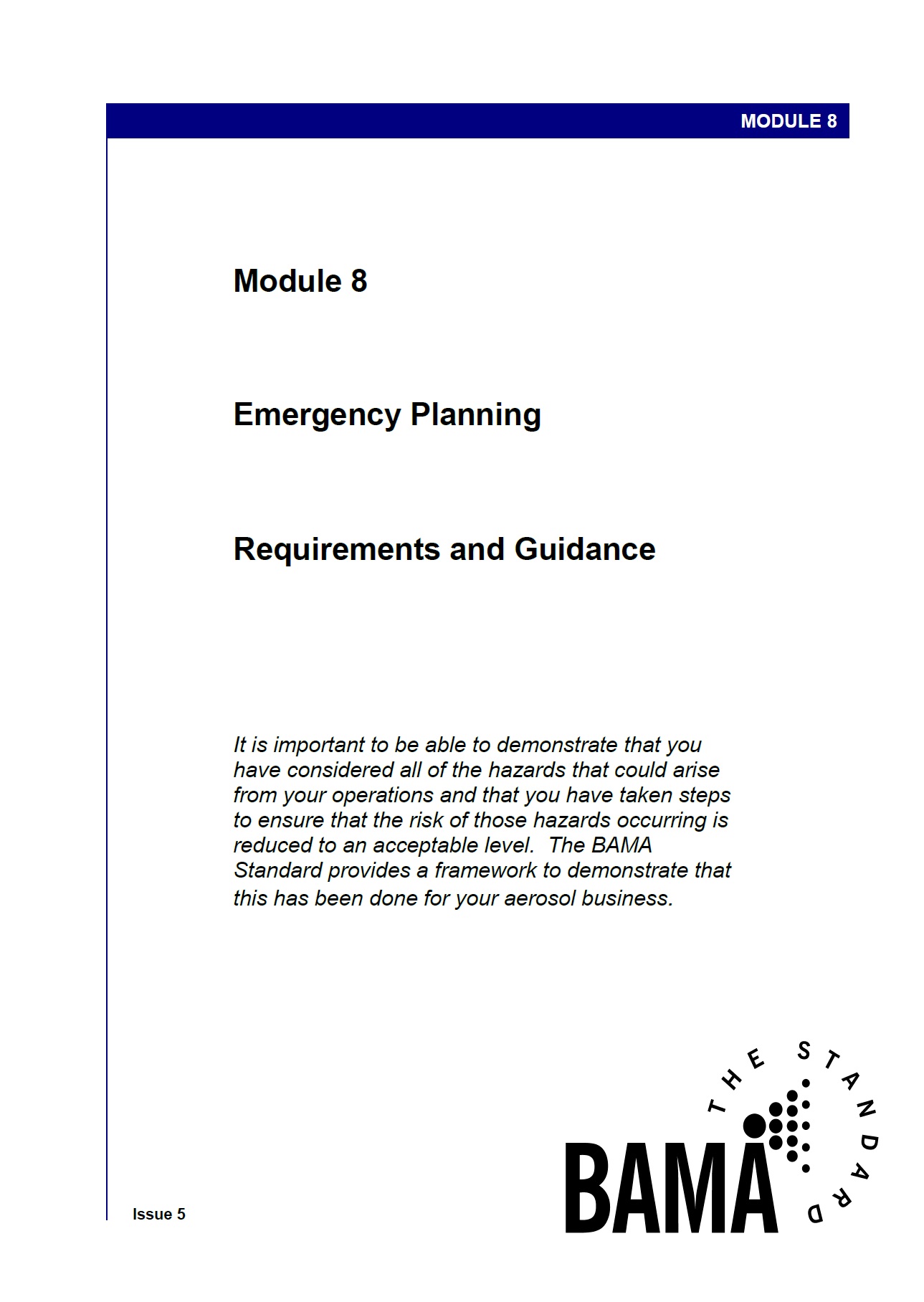 Module 8: Emergency Planning